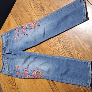 Miss Me Jeans Womens 28 Blue Embroidery Floral Flowers Denim Preowned Used